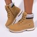 Women's Plus Size Ankle Boots With Side Zipper - Comfortable Low Heel Martin Boots In Black & Yellow (Sizes 36-42)_vogvips.com