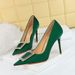 3265-K8 Korean Fashion Banquet Slim Heels Shallow Mouth Pointed Metal Water Diamond Buckle High Heel Single Shoes For_vogvips.com