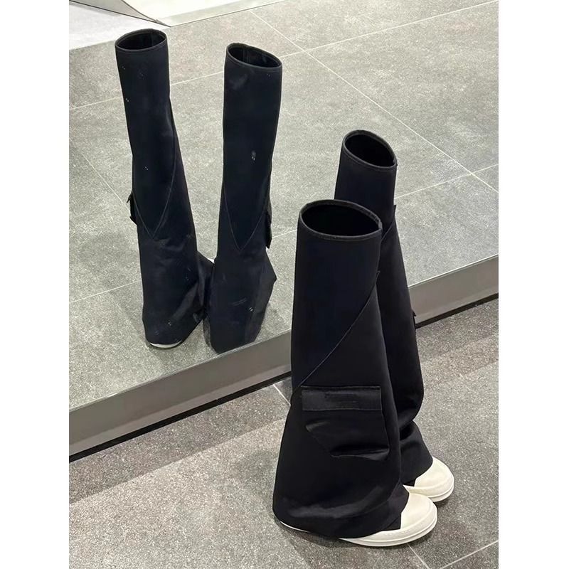 Convertible Over-the-Knee Boots Detachable Long Boots With Breathable Canvas & Soft Fabric Lining In Classic Black Detachable Two Way Boots_vogvips.com