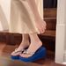New High-heeled Herringbone Women's Rhinestone Chain Pendant, Thick Soled Fashionable Clip On Foot Slippers, Worn_vogvips.com