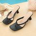 Women's Square Toe Mid Heel Slippers Summer Style Roman Sandals European American Flip Flops With Stiletto Heels_vogvips.com