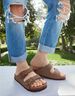 Comwarm Men's Cork Footbed Arch Support Summer Outdoor Sandals With Adjustable Buckle Leisure Men Leather Slides_vogvips.com