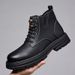 European Warm Series Men's Martin Autumn British Style Trendy Mid-Top Leather Internet Celebrity Work High-Top Boots With Fleece Cotton Shoes_vogvips.com