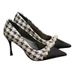 Houndstooth Pattern High Heels For Women 2023 Summer New Style Elegant Internet Celebrity Pointed Toe Versatile Black_vogvips.com