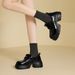 Cameido Women's Spring Oxford Shoes Thick Sole Lace - Up Loafers Deep V Single Shoes_vogvips.com