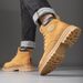 European Warm Series Men's Martin 2025 New Trend Leather Couple Style Unisex Outdoor Work Yellow Boots With Fleece Cotton Shoes_vogvips.com
