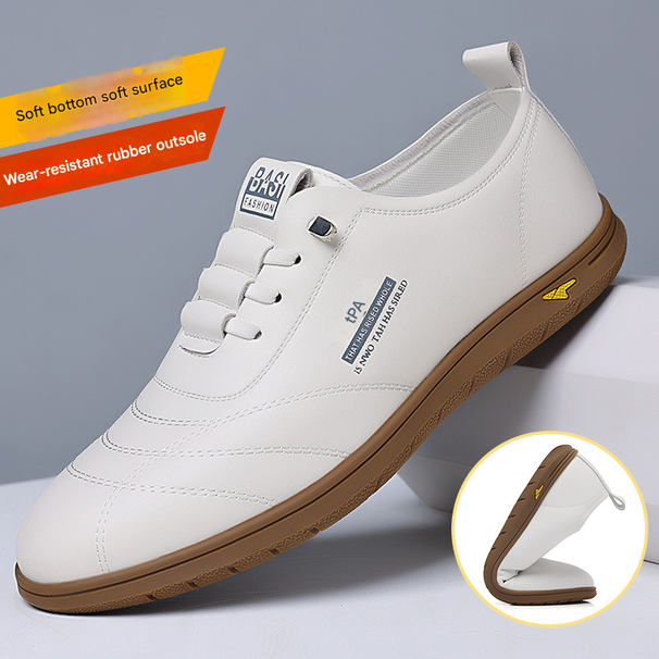 TerraStride 2025 Spring New Men's Casual Shoes Leather Soft Sole Slip-On Loafers White 1173_vogvips.com