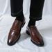 New Fashion Men's British Black Business Casual Loafer Shoes Daily Driving Office Leather Shoes One Foot Pedal Lazy Brown Banquet Dress Wedding Men's_vogvips.com