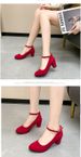High-heeled Women's 26 Spring/summer New Style Thick Heel Slip-on Shoes With Suede Surface_vogvips.com