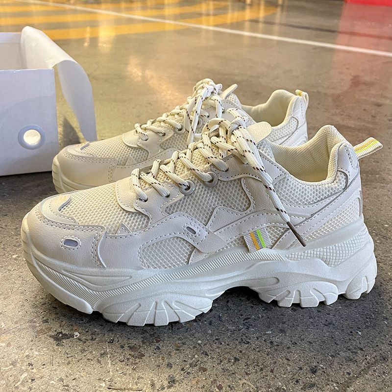 Dad Instagram Trendy New Mesh Breathable And Versatile Thick Bottom Casual Sports Women's Running Shoes_vogvips.com