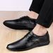 Men's Small Leather Shoes Casual Round Head Rubber Wedding Low Top Loafers Men's Shoes_vogvips.com