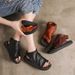 Handmade Summer New Leather Hollowed Out Short Boots With Clipped Toes, Cool Casual Boots, Roman Flat Heel Women's_vogvips.com