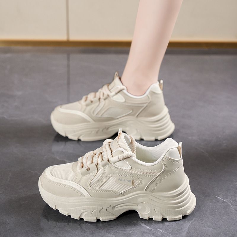2025 Spring Women's New Breathable Mesh Korean Style Versatile Thick-Soled Sneakers Casual Dad Trendy Shoes_vogvips.com