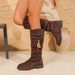 Retro Suede High Boots For Women Plus Size Tassel Slip-On Pleated Autumn Style British Style Over-the-Ankle Rubber Sole_vogvips.com