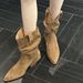 2025 New Autumn Pointed Toe Black Korean Style Chunky Heel Slip-On Short Wrinkled Martin Boots_vogvips.com