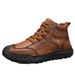 Men's Lace Up Casual Leather Shoes, Handmade Stitching, Outdoor Anti Slip And Wear-resistant Low Cut Hiking Workwear Boots_vogvips.com