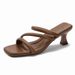 Women's Fashion Outdoor Slippers 2025 New Summer Square Toe High Heels Thin Heel Fairy Style One-Strap Sandals_vogvips.com