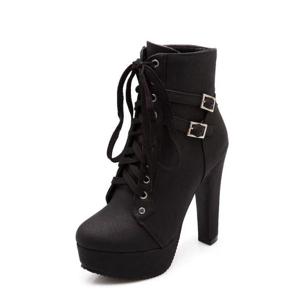Foreign Trade Hot-Selling European And American Style Cross-Strap Martin Short High Heel Shoes Waterproof Platform Belt_vogvips.com