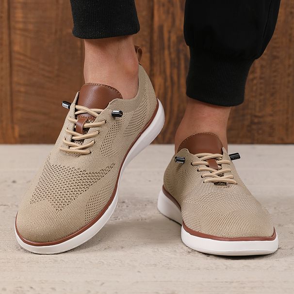 Fashionable Avant Garde Men's Sports Knitted Mesh Breathable Trendy Appearance Flat Versatile Street Casual Shoes_vogvips.com