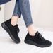 Black Casual Sneakers 2025 Spring Summer New Women's Lightweight Breathable Comfortable Soft Sole Office Work Shoes_vogvips.com