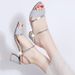 Peep Toe For Women, Chunky High Heel, 2023 Summer New Korean Style, Two-Way Wear, Fashionable Rhinestone Women's Sandals_vogvips.com