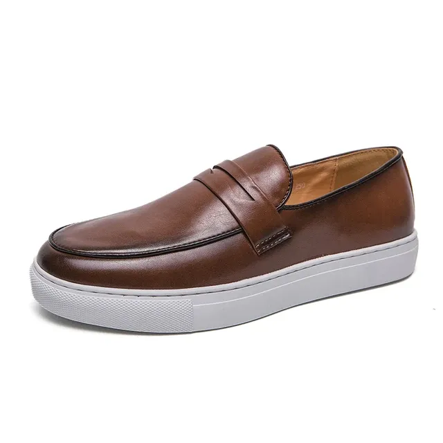 Men's Casual Fashion Loafers Moccasins Slip On Man Flats Comfortable Male Genuine Leather Shoes Chaussure Homme Cuir_vogvips.com