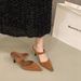 Unique Leopard Print High-heeled Mules Women, Suitable For Outdoor Wear, 2026 Spring/summer French Style Pointed-toe_vogvips.com