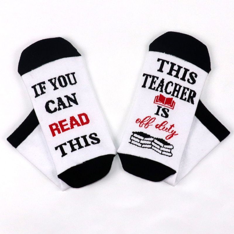 Cotton mid-tube socks sole letter jacquard leisure sports socks creative socks_vogvips.com