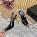 2025 Spring/Summer New Genuine Sexy Mature Style Square Toe High Heels Green Sapphire Black Patent Leather Backless_vogvips.com