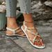 2026 New Summer Round-Toe Cross-Border Plus-Size Women's Shoes European And American Style Fashion Versatile Woven Strap_vogvips.com