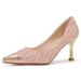 7666E Satin Metal Pointed Toe High Heels Women's Elegant Thin Heel Single Multi-color Party Commuting Shoes_vogvips.com