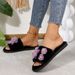 Internet Celebrity Thick-Soled Furry For Women, Indoor Outdoor Wear, Plus Size, 2024 Autumn And Winter, Large Flower_vogvips.com