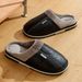 Big Size Winter Casual Men's Slippers Indoor Waterproof PU Leather Home Shoes Fur Flat Warm Fashion Bedroom Houseshoes_vogvips.com