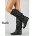 Flat Long Boots For Women Autumn And Winter New Internal Increase Pu Leather Round Head Set Foot Slimming Female Boots_vogvips.com