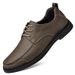 Men's Shoe Pattern Casual Leather Shoes Men's Leather Hole Shoes Lace-up Mesh Soft Sole Driving_vogvips.com