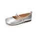 French Silver Flat-soled Single Shoes Women's Summer Pig's Trotters Split-toed Shoes With Skirts Mary Jane Shoes_vogvips.com