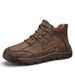 Men's Work Shoes Winter Fleece-Lined Warm Mid-Top Cotton Shoes Soft Sole Stitched Non-Slip Outdoor Casual Men's Shoes_vogvips.com