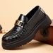 Spring New Men's Loafers Casual Leather Thick Sole Woven Derby European And American Business Trend Height Increasing_vogvips.com