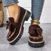 Women's Thick Soled Platform Low Top Single Shoes Plus Size British Style Leather Bow_vogvips.com
