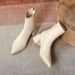 Chunky Heel Short Boots For Women, Mid Heel Soft Leather Back Zipper Mid-Calf Fashion Boots, 2024 New Women's Boots, Pointed Toe S_vogvips.com