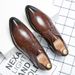 Euro Step Brogue Pointed Formal Casual British Style Leather Shoes Men's Loafers_vogvips.com