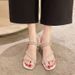Fairy Wind Cool Slippers Female Outer Wear Leather Rhinestone Middle Heel One Word Drag Temperament High Heels_vogvips.com