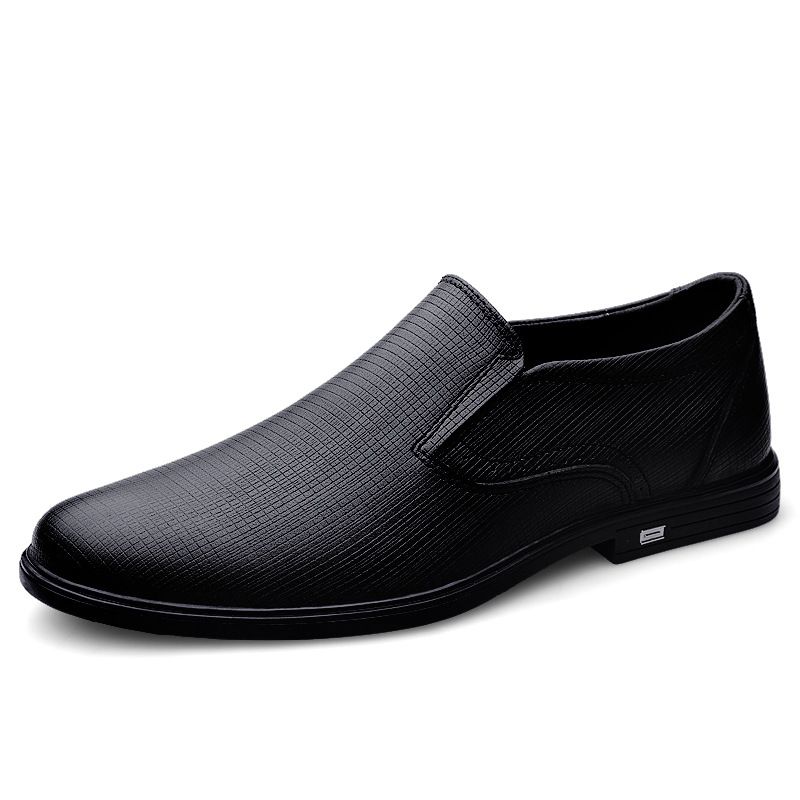 Men's Leather Shoes Style Low-top Retro Round Head Leather Shoes Dress Foot Loafers_vogvips.com