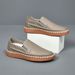 Euro Step 2025 Summer Casual Top Layer Cowhide Massage Shoes Handmade Genuine Leather Loafers Men's Slip-On Comfortable_vogvips.com