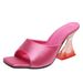 Square Toe High Heels Fashion Slippers For Women With Crystal Heels, Elegant Cloth Surface, Fish Mouth, And Cool_vogvips.com