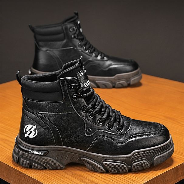 European Warm Series Autumn Winter Leather Fahion New Round Toe Height-Increaing Lace-Up Outdoor Sport Motorcycle Yellow Martin Men'_vogvips.com