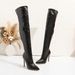 Women's Knee-High Stiletto Boots – Chic Black PU Leather With Crocodile Embossed Design Crocodile Embossed Pattern Over The Knee Stiletto Heels_vogvips.com