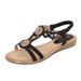 2025 Spring New Bohemian Round Toe Flat For Women With Rhinestones Cross-Border Plus Size Women's Sandals_vogvips.com