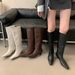 Women's Shoes Retro Boots Spring New Wide Tube Women's Soft Leather Knight Boots Slim Low Heel Not Over The Knee High Boots_vogvips.com