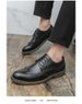 British-style Brogue Carved Wedding Shoes, Brown Business Slip-on Men's Height-increasing Formal Leather Shoes_vogvips.com